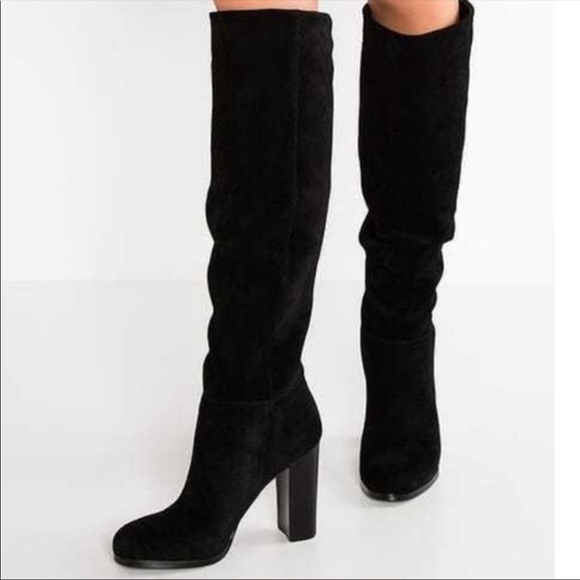 NEW Sam Edelman Caprice Black Suede Heeled Boot - Picture 1 of 5
